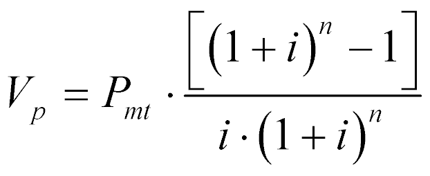 Fórmula do cálculo do valor presente